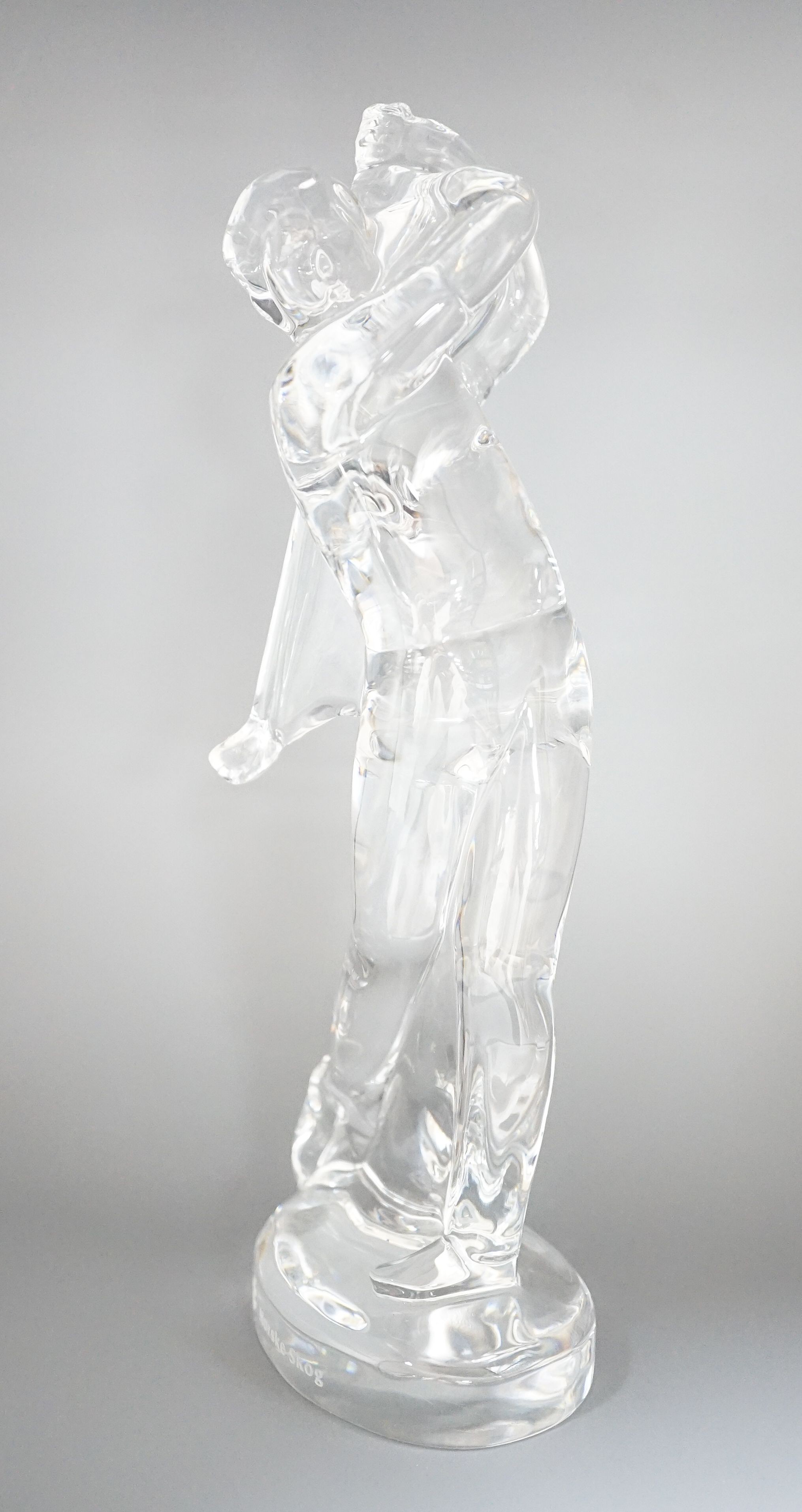 A Baccarat crystal model of a golfer ‘Norske Skog’ to base 24cm